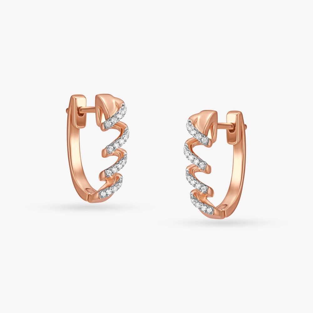 Shimmering Spirals Diamond Hoop Earrings