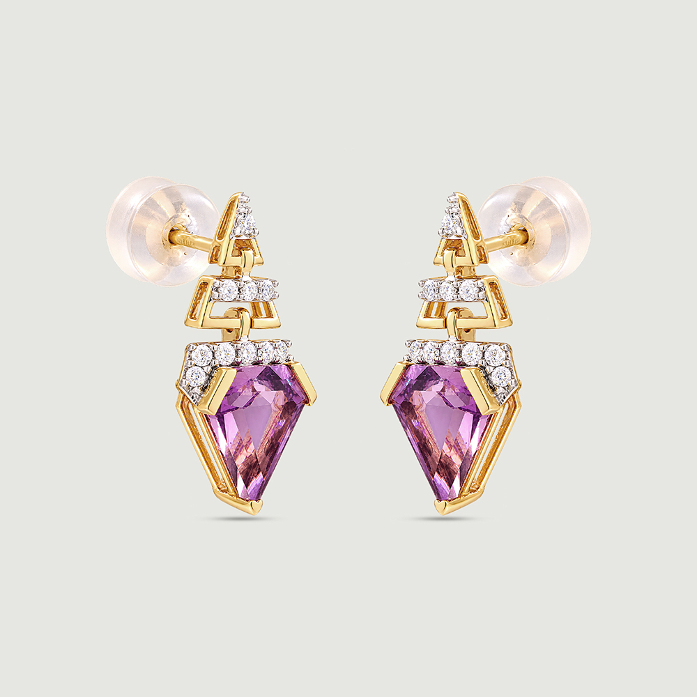 Sleek Radiant Amethyst Drop Earrings,,hi-res image number null