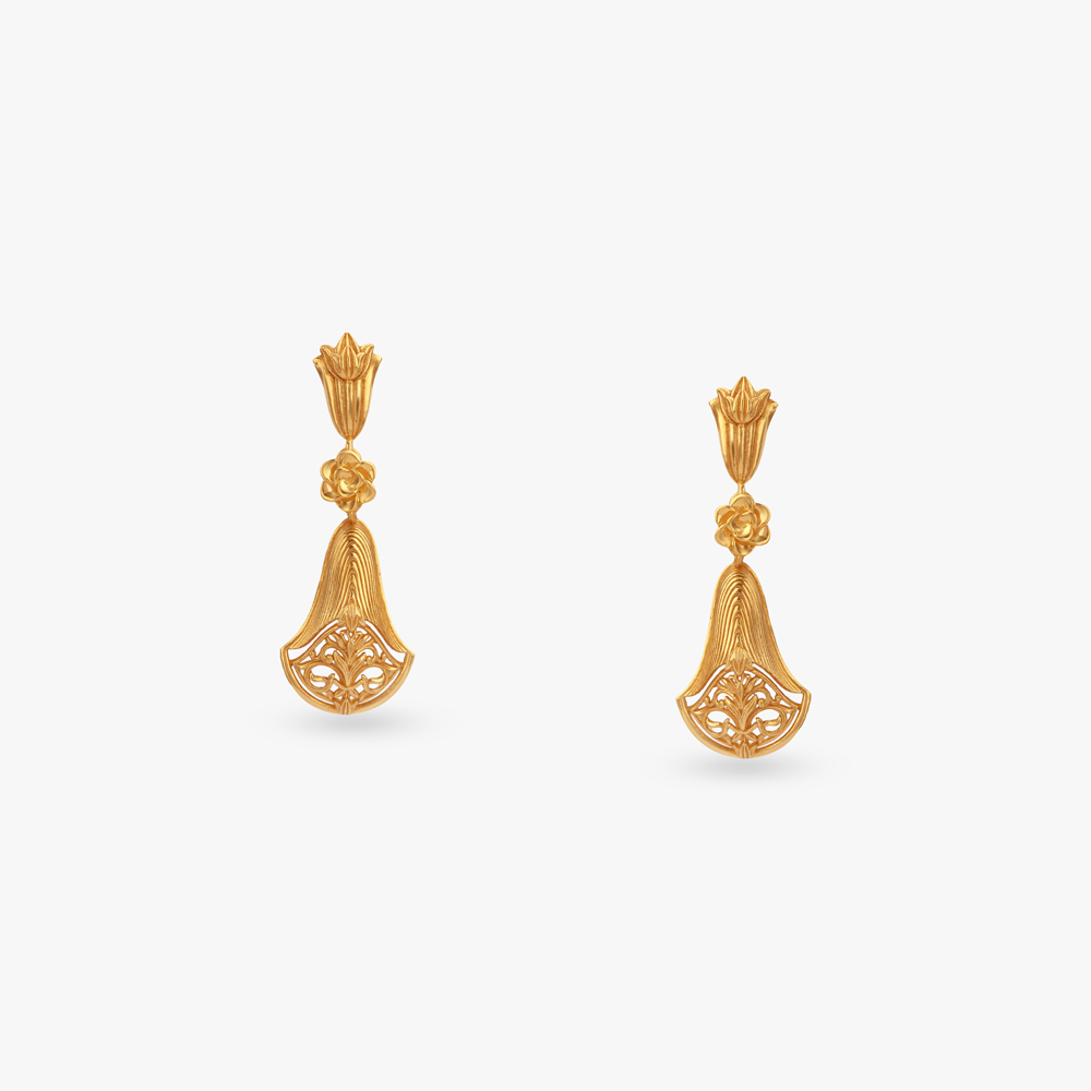 Floral Symphony Gold Pendant and Earrings Set,,hi-res image number null