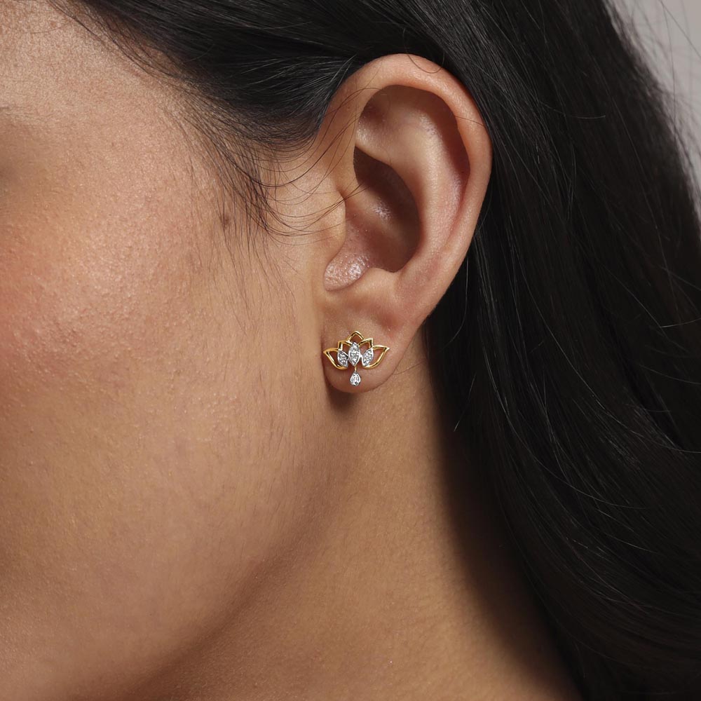Lotus Petal Diamond Stud Earrings,,hi-res image number null