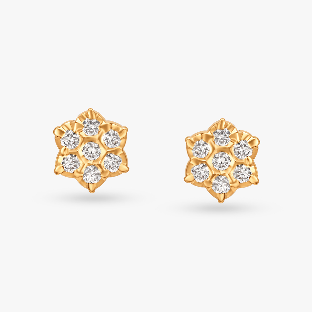 Floral Brilliance Diamond Stud Earrings,,hi-res image number null