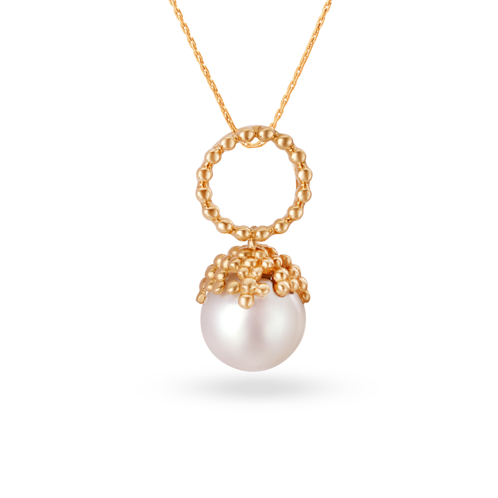 14KT Yellow Gold Pearl Pendant,,hi-res image number null
