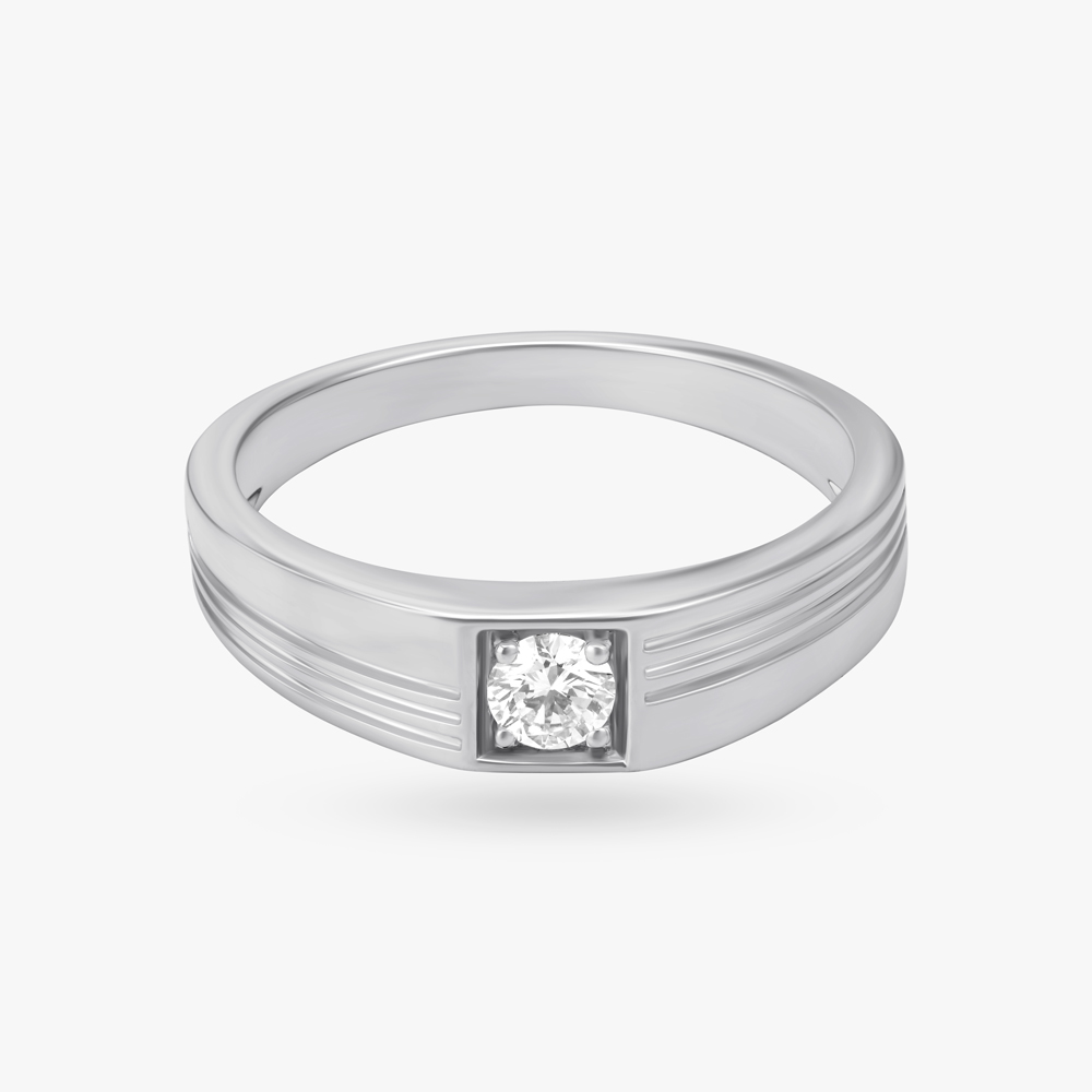 Dazzling Single Stone Diamond Finger Ring For Men,,hi-res image number null