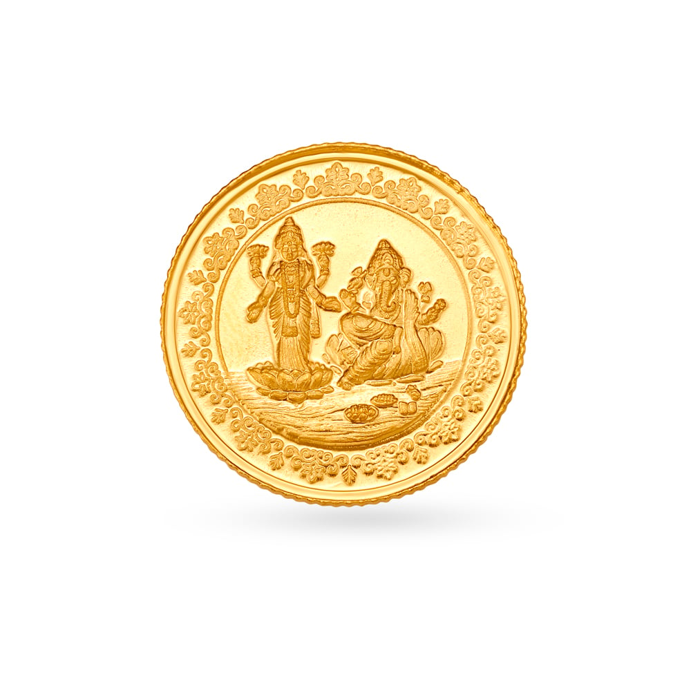 8 gram 24 Karat Gold Coin with Ganesha-Lakshmi Motif