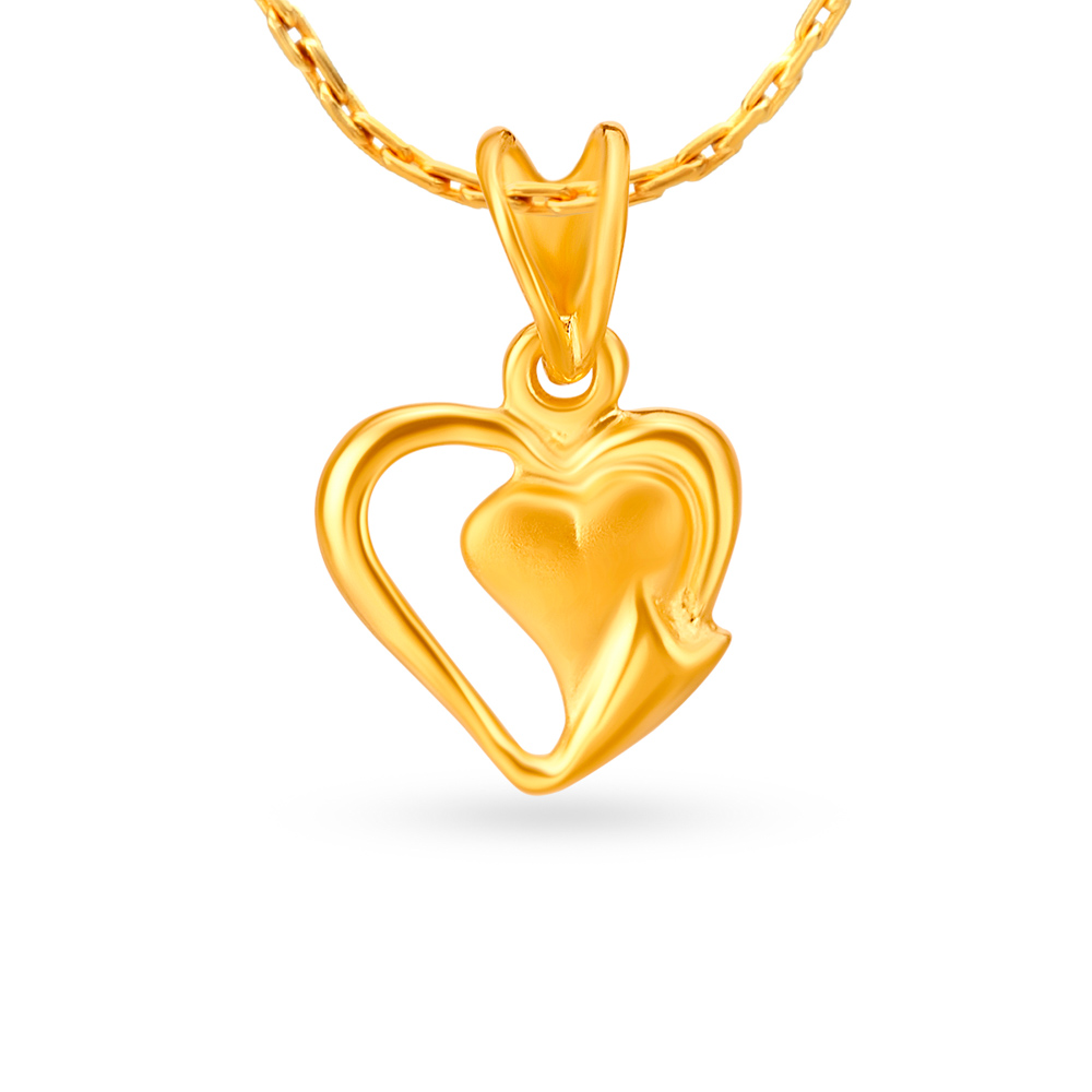 Heart Shaped Contemporary Gold Pendant