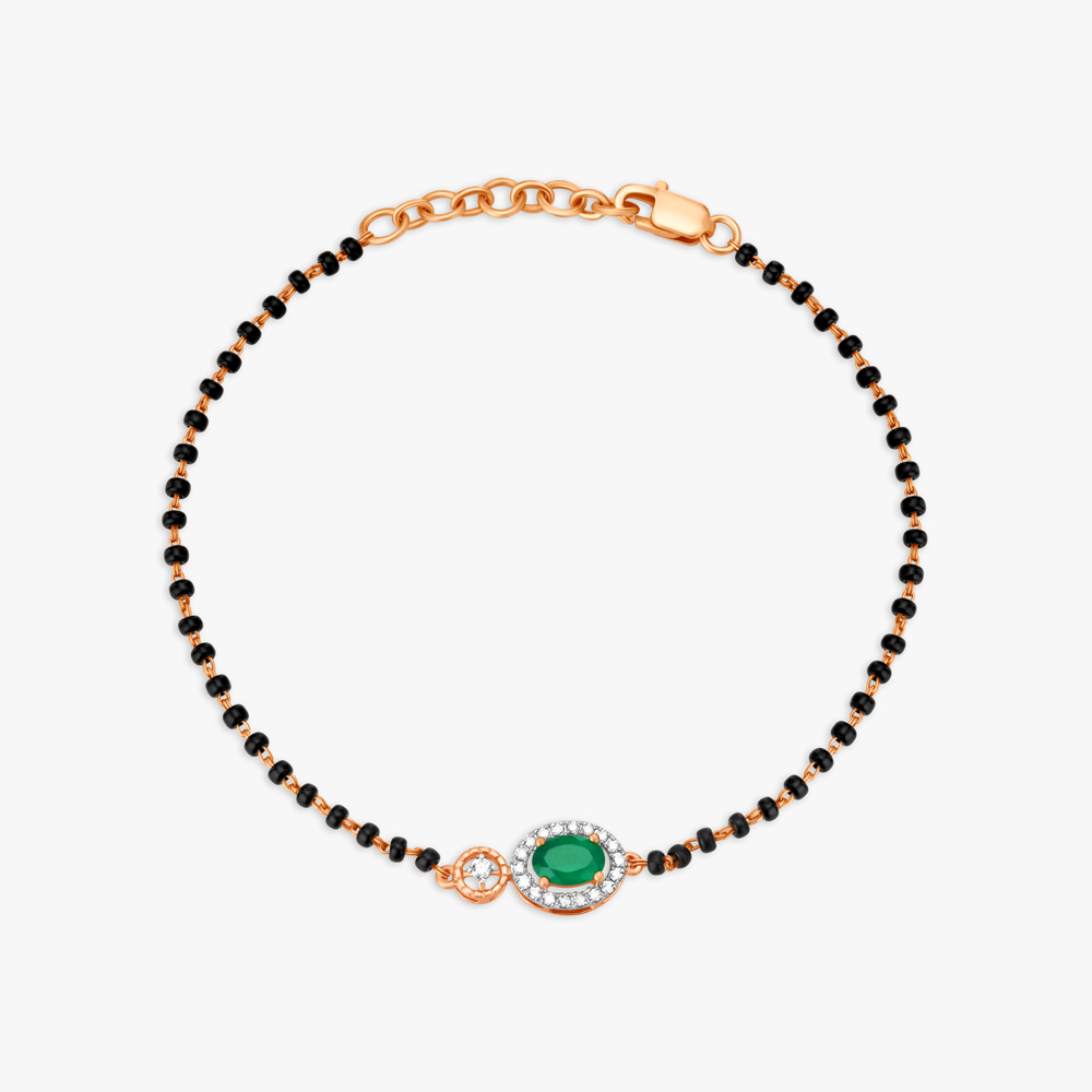 Dazzling Emerald and Diamond Mangalsutra Bracelet,,hi-res image number null