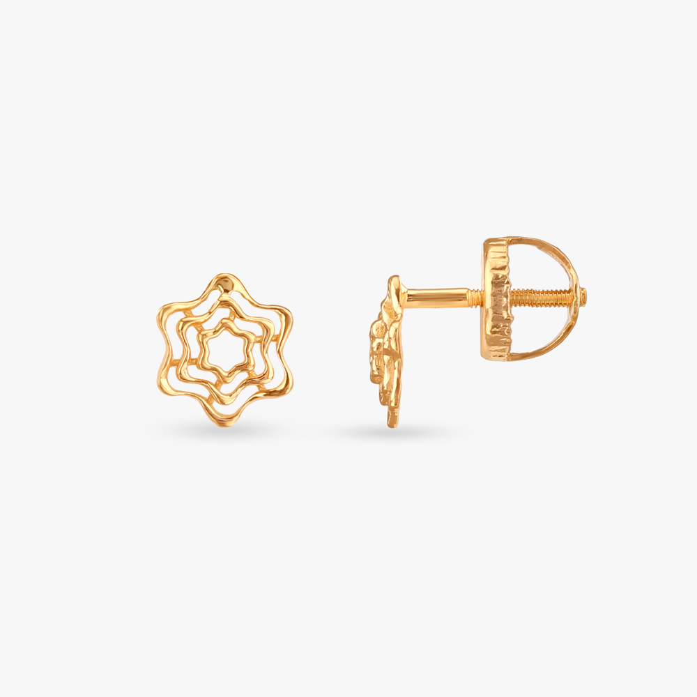 Wavy Star Gold Pendant and Earrings Set,,hi-res image number null