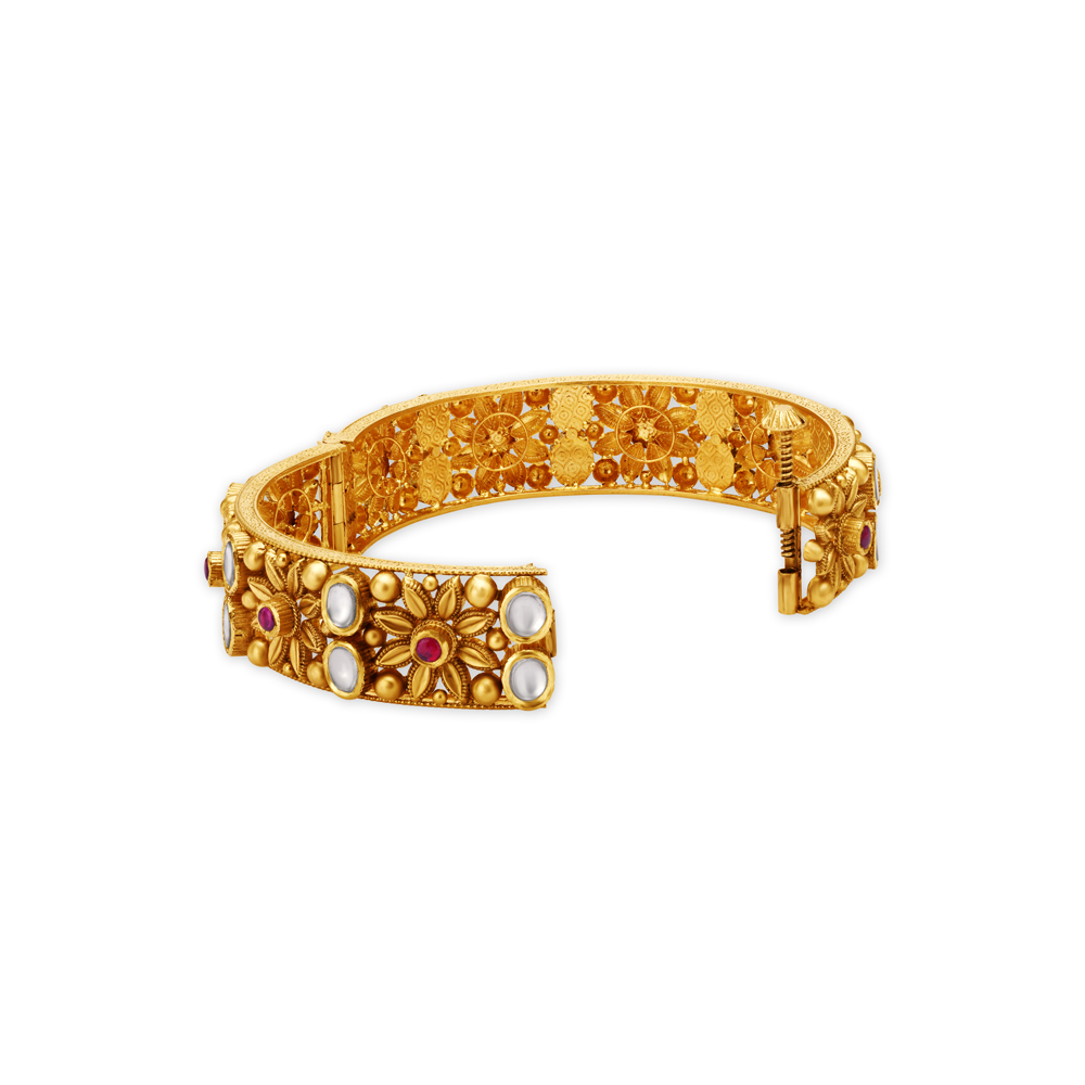 Majestic Die Stamp Bangle with Precious Stones,,hi-res image number null