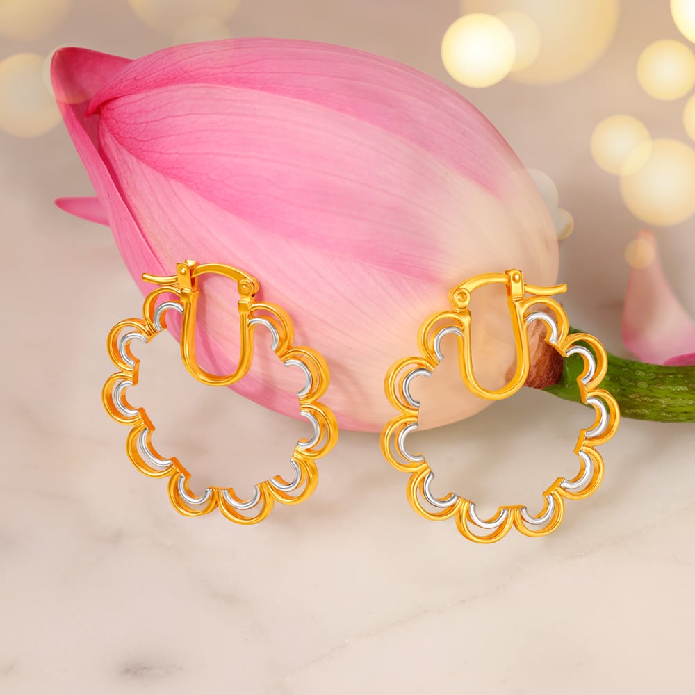 Statement floral hoop bridal earrings