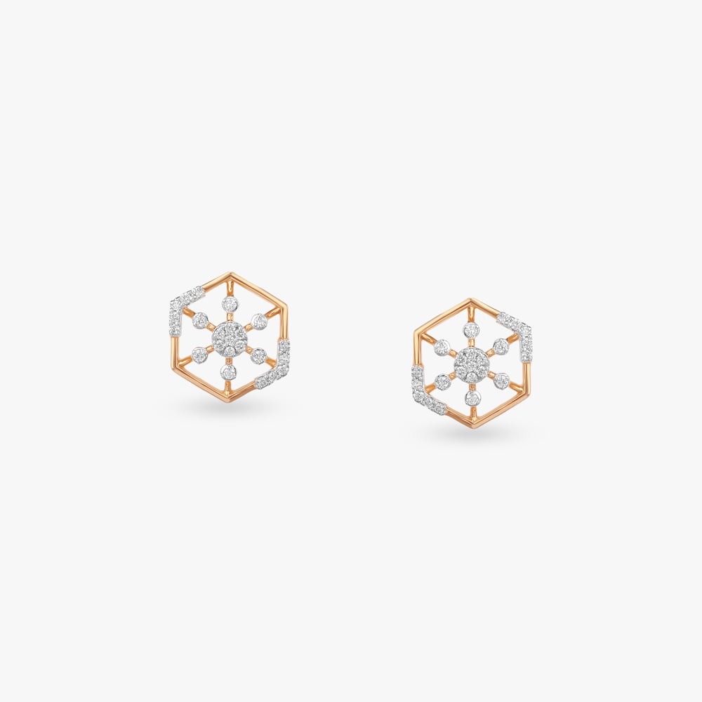 

Hexagon Starburst Diamond Stud Earrings