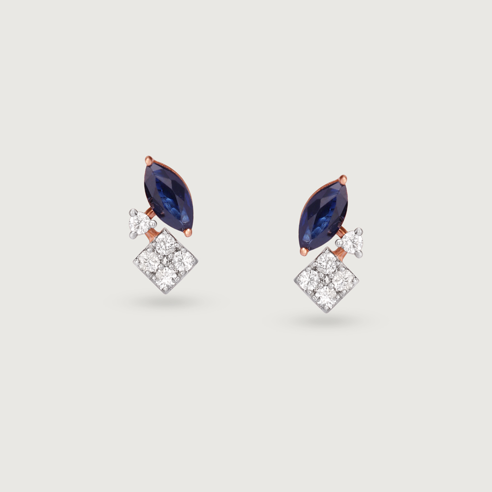 Sapphire Sparkle Gold & Diamond Stud Earrings,,hi-res image number null
