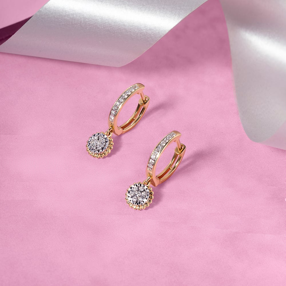 Dazzling Chic Gold & Diamond Hoop Earrings,,hi-res image number null