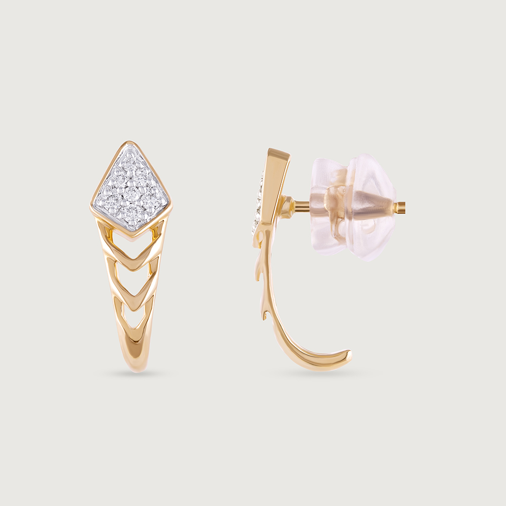 Chevron Grace Gold & Diamond Stud Earrings,,hi-res image number null