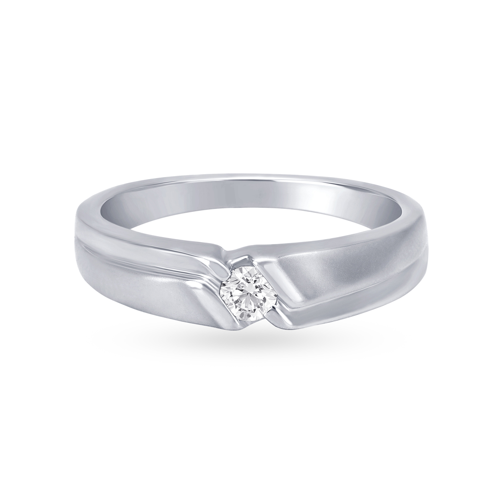 Glimmering Ridged Platinum and Diamond Ring,,hi-res image number null
