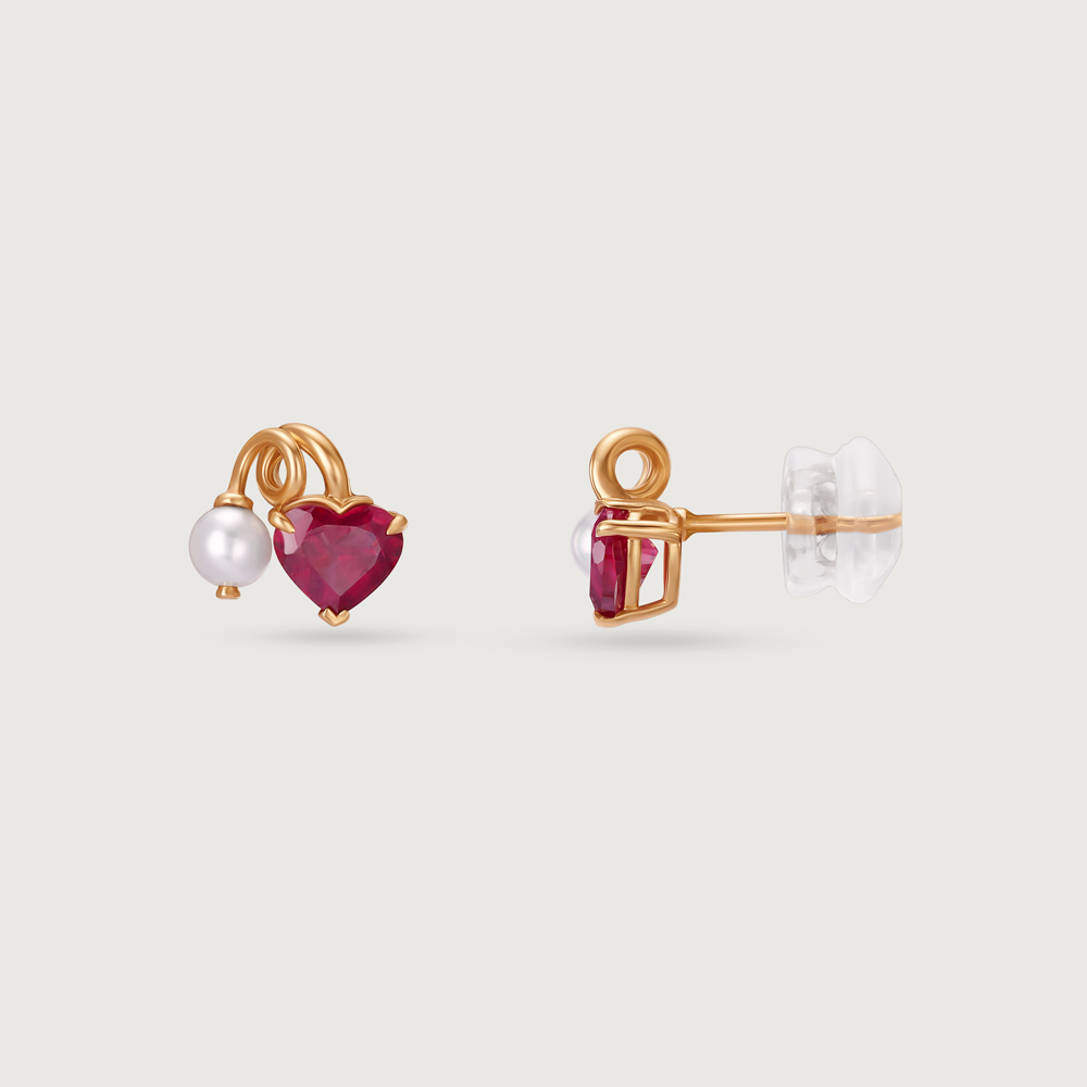 Scarlet Love Pearl & Gold Stud Earrings,,hi-res image number null
