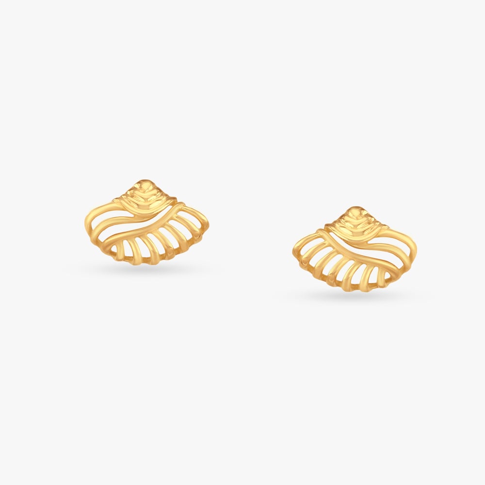Twisted Wave Gold Stud Earrings,,hi-res image number null