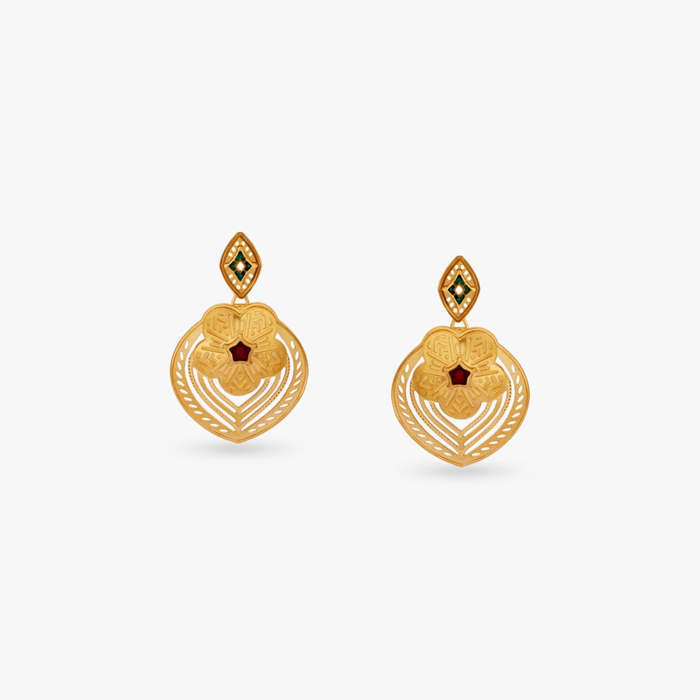 Ruby Bloom Gold Drop Earrings,,hi-res image number null