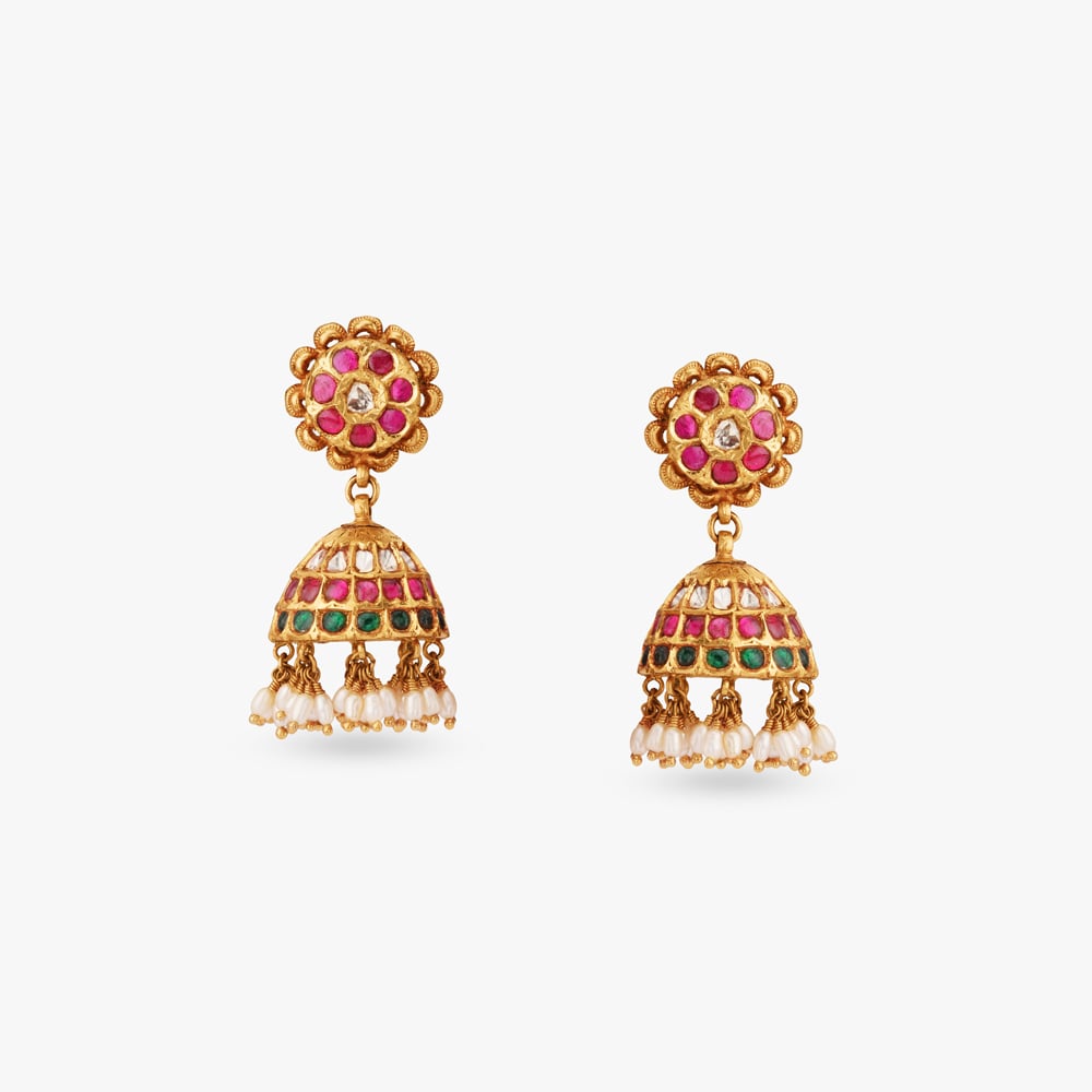 Gold Temple Jhumka Haar Set,,hi-res image number null