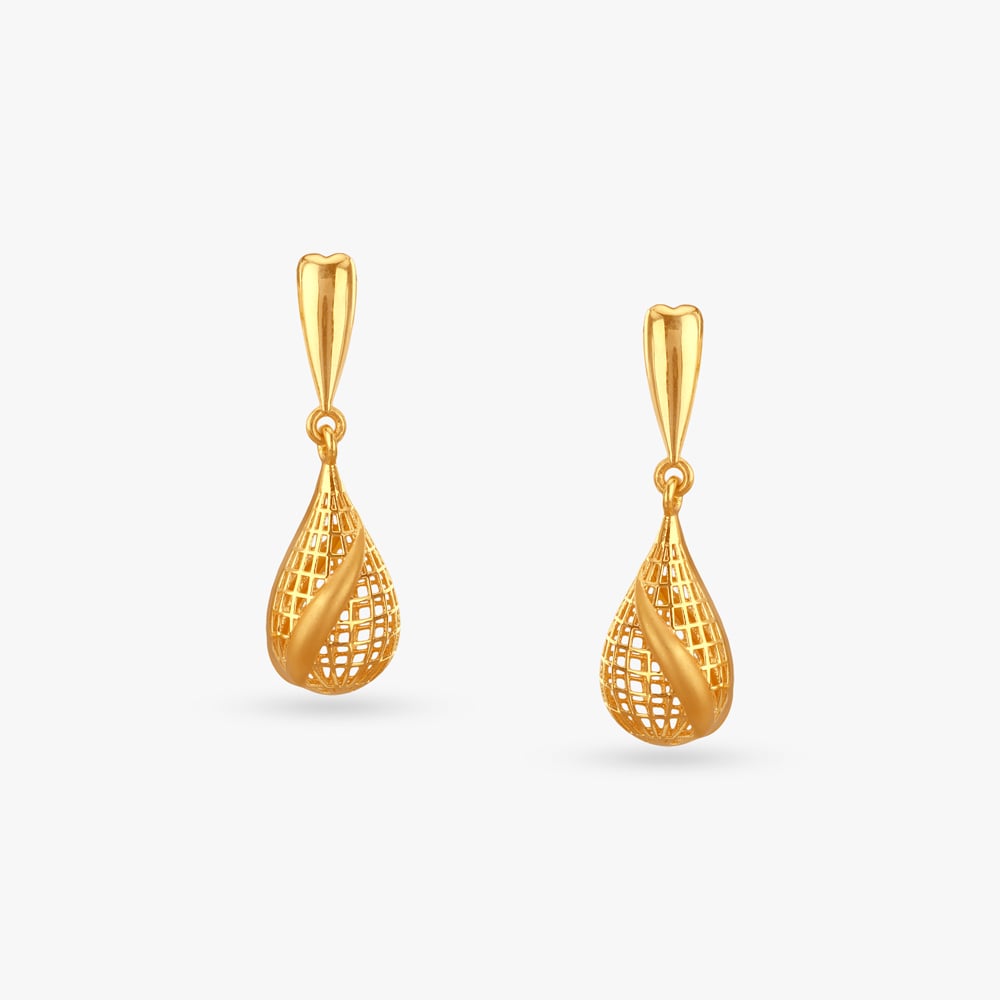 

Swirl Mesh Gold Drop Earrings