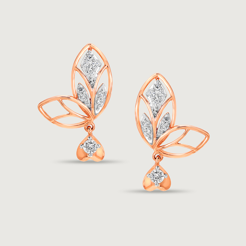 Heartflutters 14KT Rose Gold & Diamond Drop Earrings,,hi-res image number null
