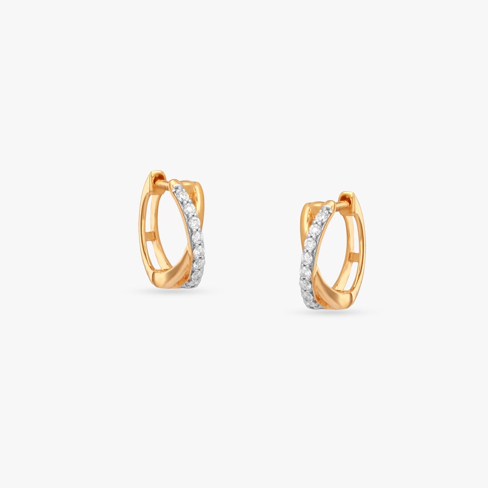 Crossover Gleam Diamond Hoop Earrings,,hi-res image number null