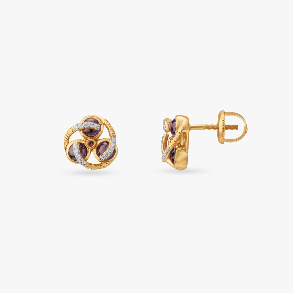 Whirl Gleam Diamond Stud Earrings,,hi-res image number null