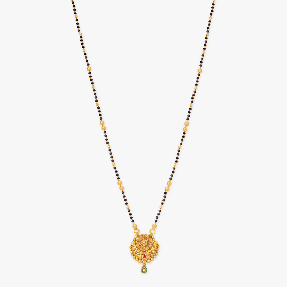 Beaded Halo Ruby Drop Mangalsutra,,hi-res image number null