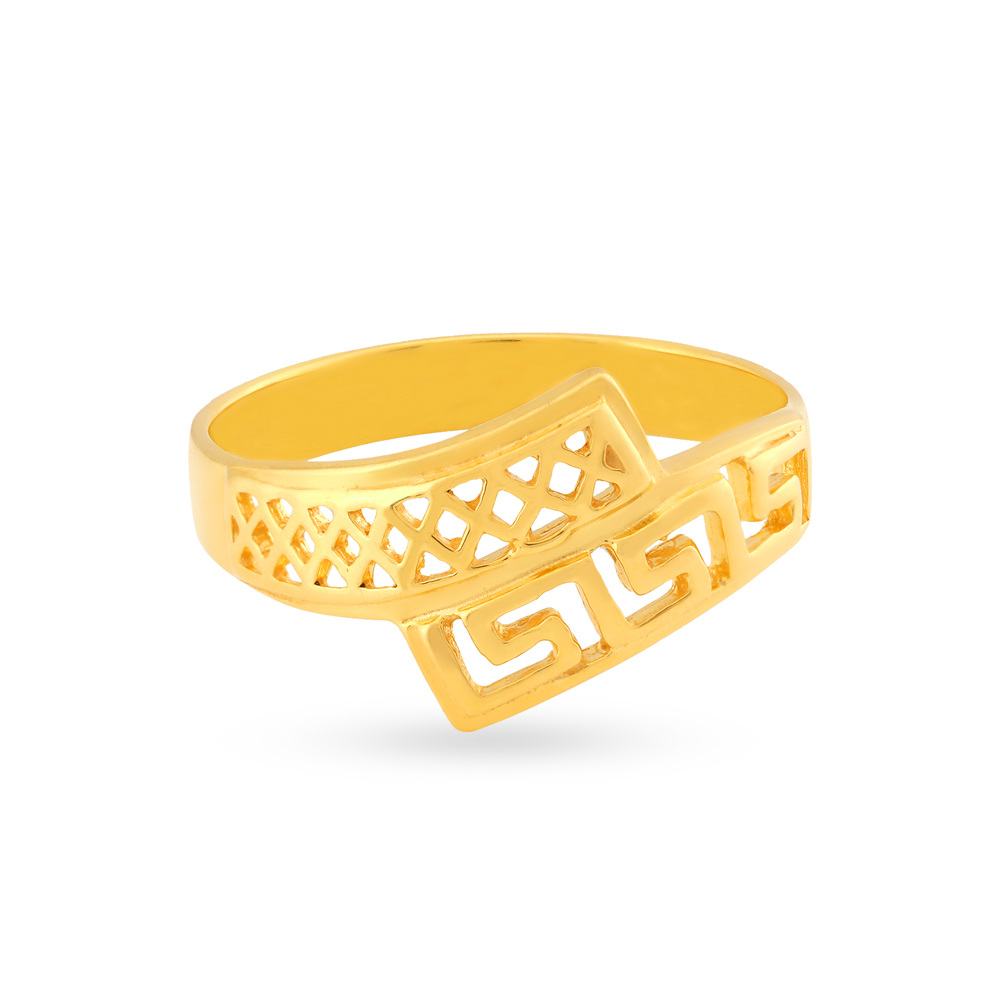 Intriguing 22 Karat Yellow Gold Mesh Patterned Finger Ring,,hi-res image number null