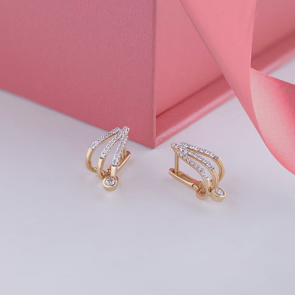 Layered Luxe Gold & Diamond Hoop Earrings,,hi-res image number null