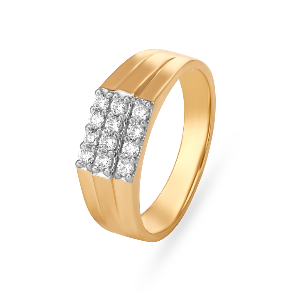 Eternity Line Diamonds and Gold Finger Ring for Men