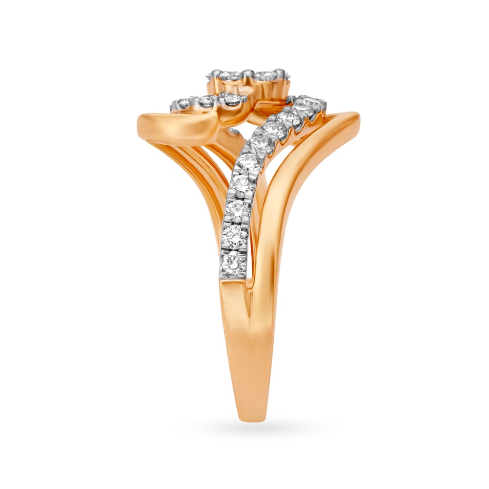 Spectacular 18 Karat Yellow And White Gold And Diamond Swirled Finger Ring,,hi-res image number null