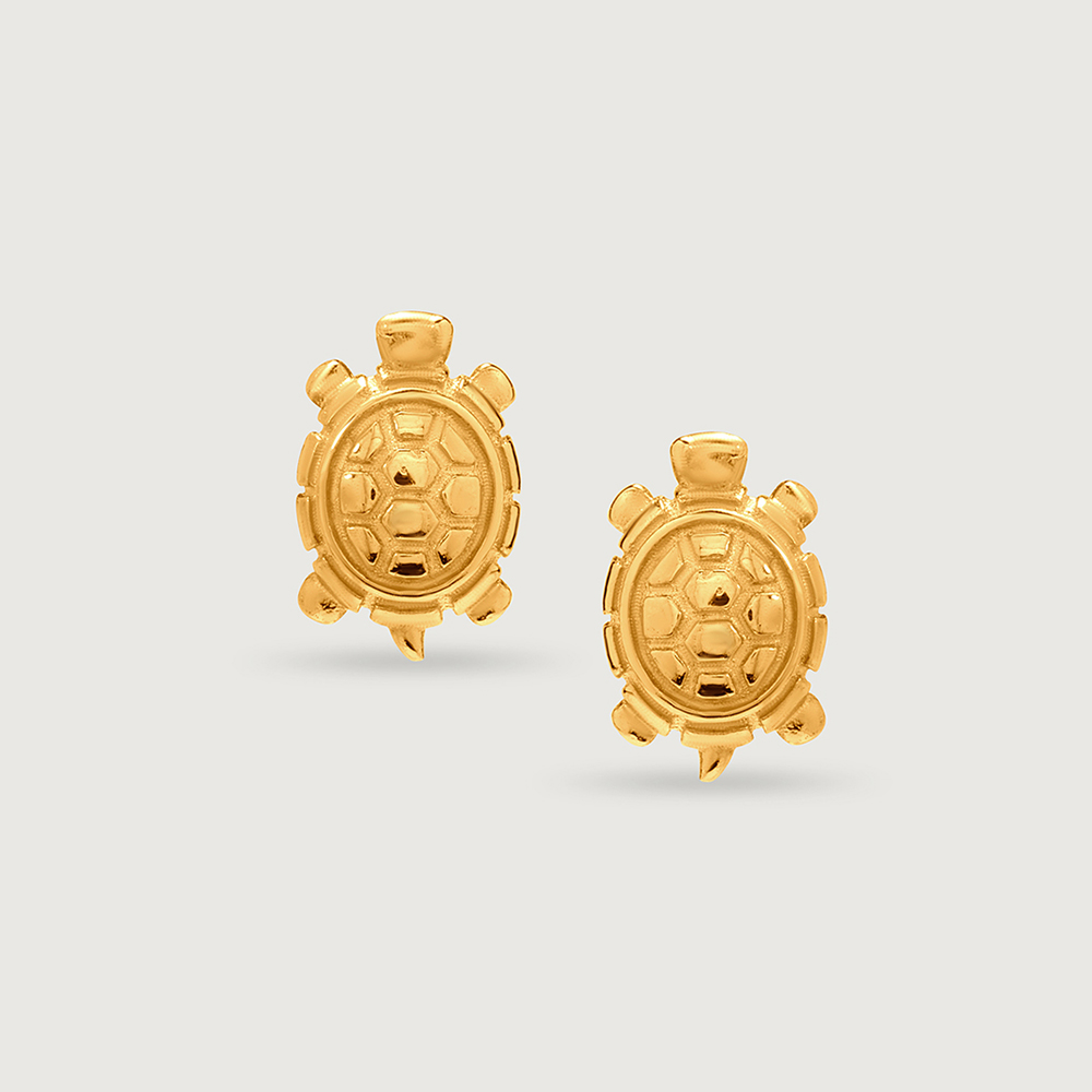 Serene Tortoise 18KT Gold Stud Earrings,,hi-res image number null