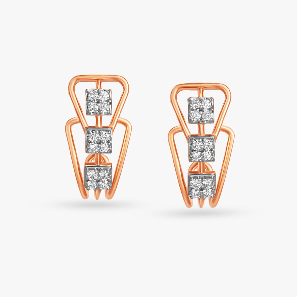Angle Gleam Diamond Stud Earrings,,hi-res image number null