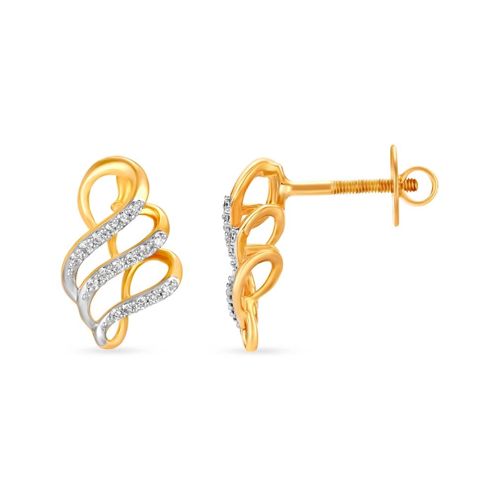 Contemporary Whimsy Diamond Stud Earrings in Rose Gold,,hi-res image number null
