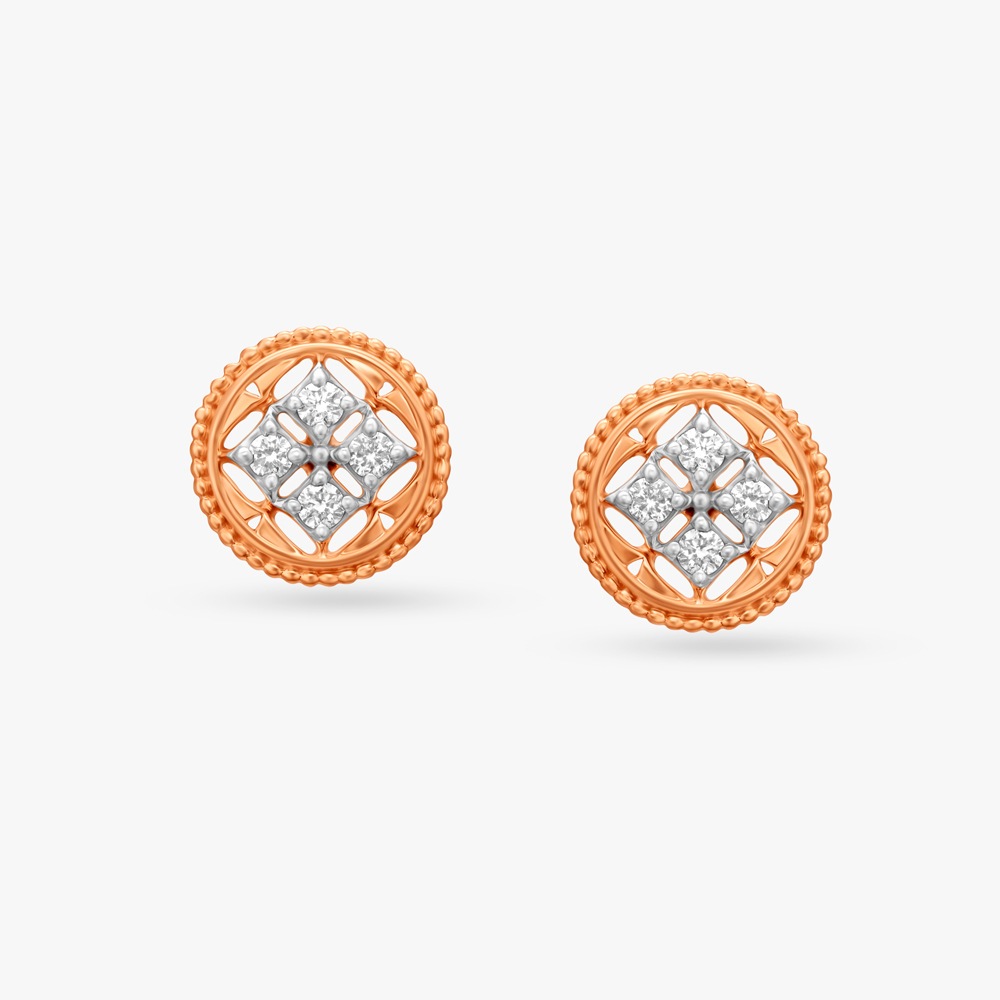 Mia by Tanishq 14 KT Rose Gold Floral Stud Earrings With Studded Diamonds Rose  Gold 14kt Stud Earring Price in India - Buy Mia by Tanishq 14 KT Rose Gold  Floral Stud