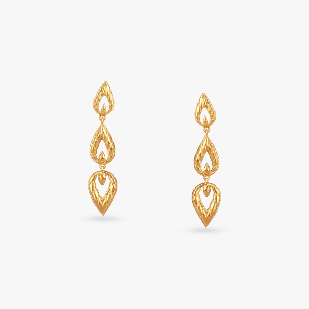 

Textured Teardrop Gold Drop Earrings