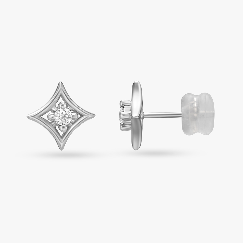 Snow White Geometric Stud Earrings,,hi-res image number null