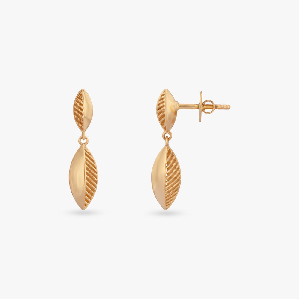 Leaf Silhouette Gold Pendant and Earrings Set,,hi-res image number null