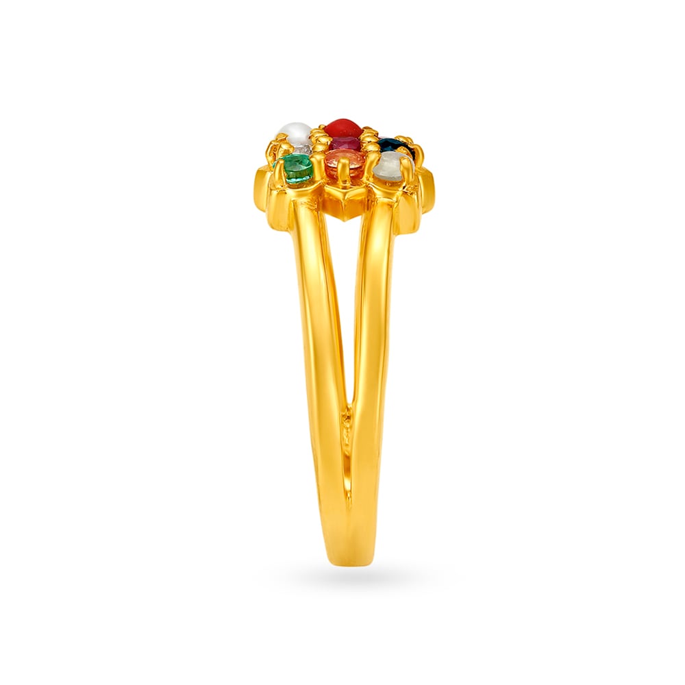 Vibrant Navaratna Diamond Finger Ring,,hi-res image number null