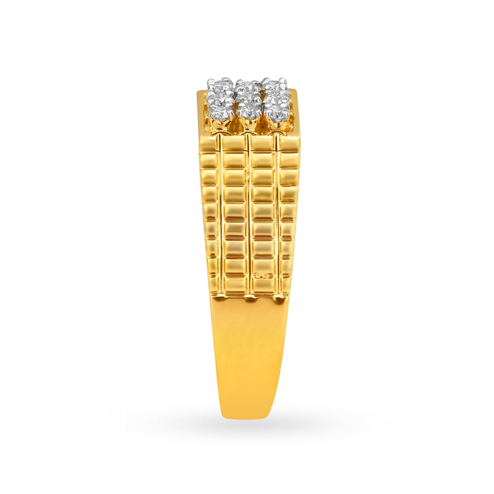 Iridescent 18 Karat Gold And Diamond Ring For Men,,hi-res image number null