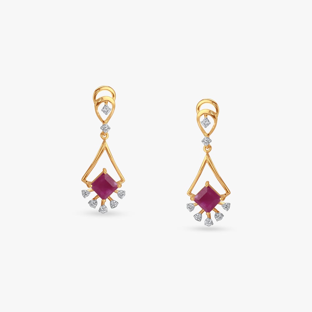 

Crimson Charm Diamond Drop Earrings