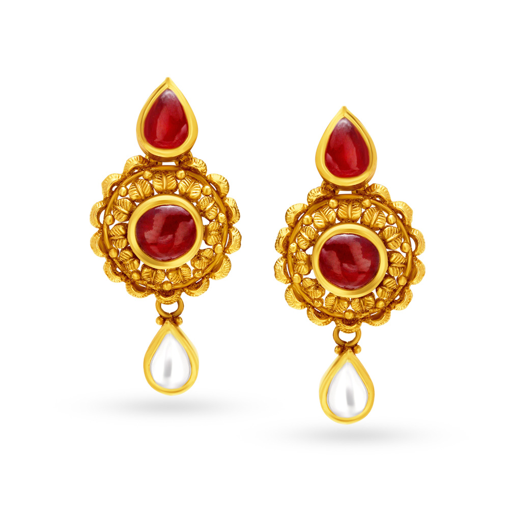 Gleaming Elegant Drop Earrings with Precious Stones