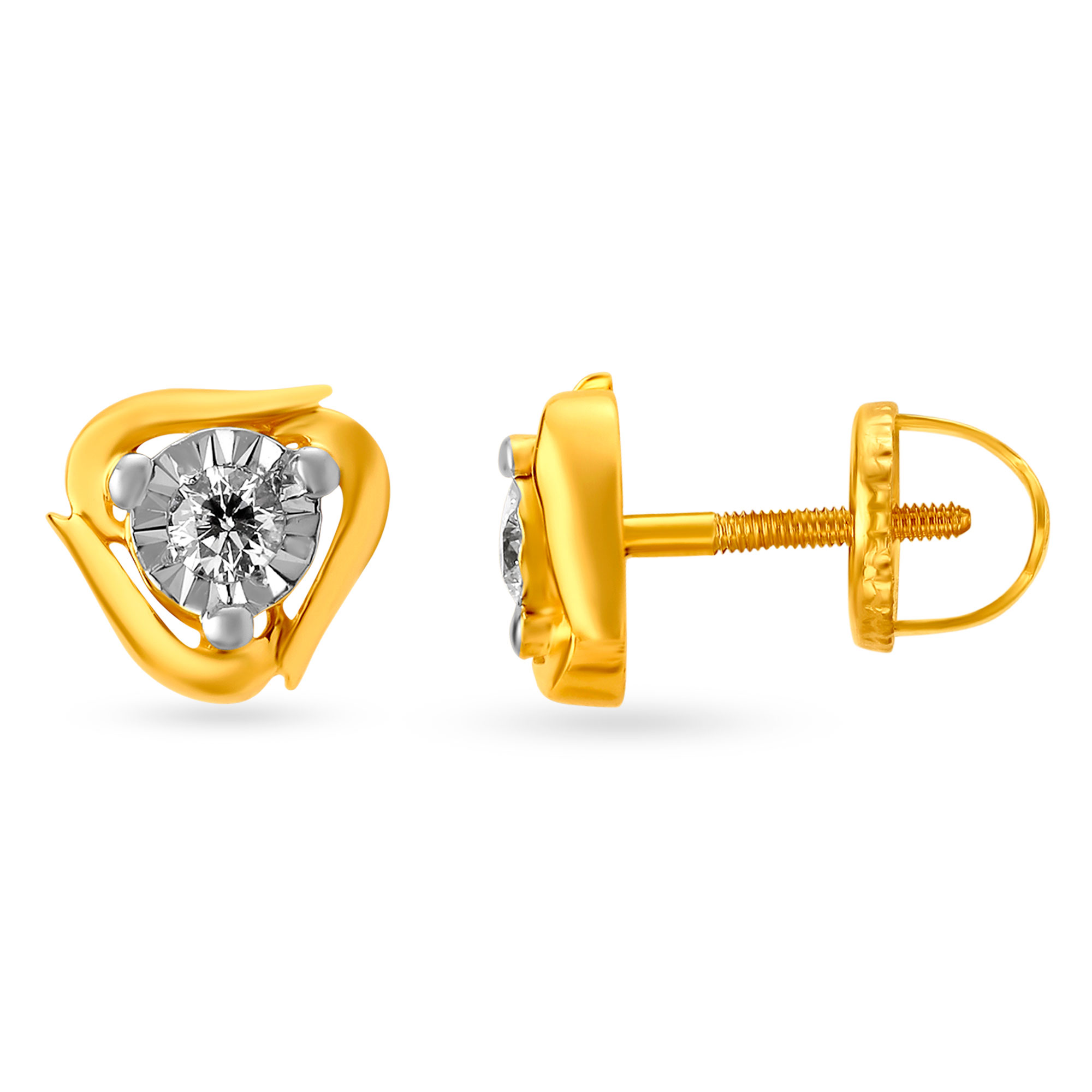 Contemporary Small Diamond Stud Earrings