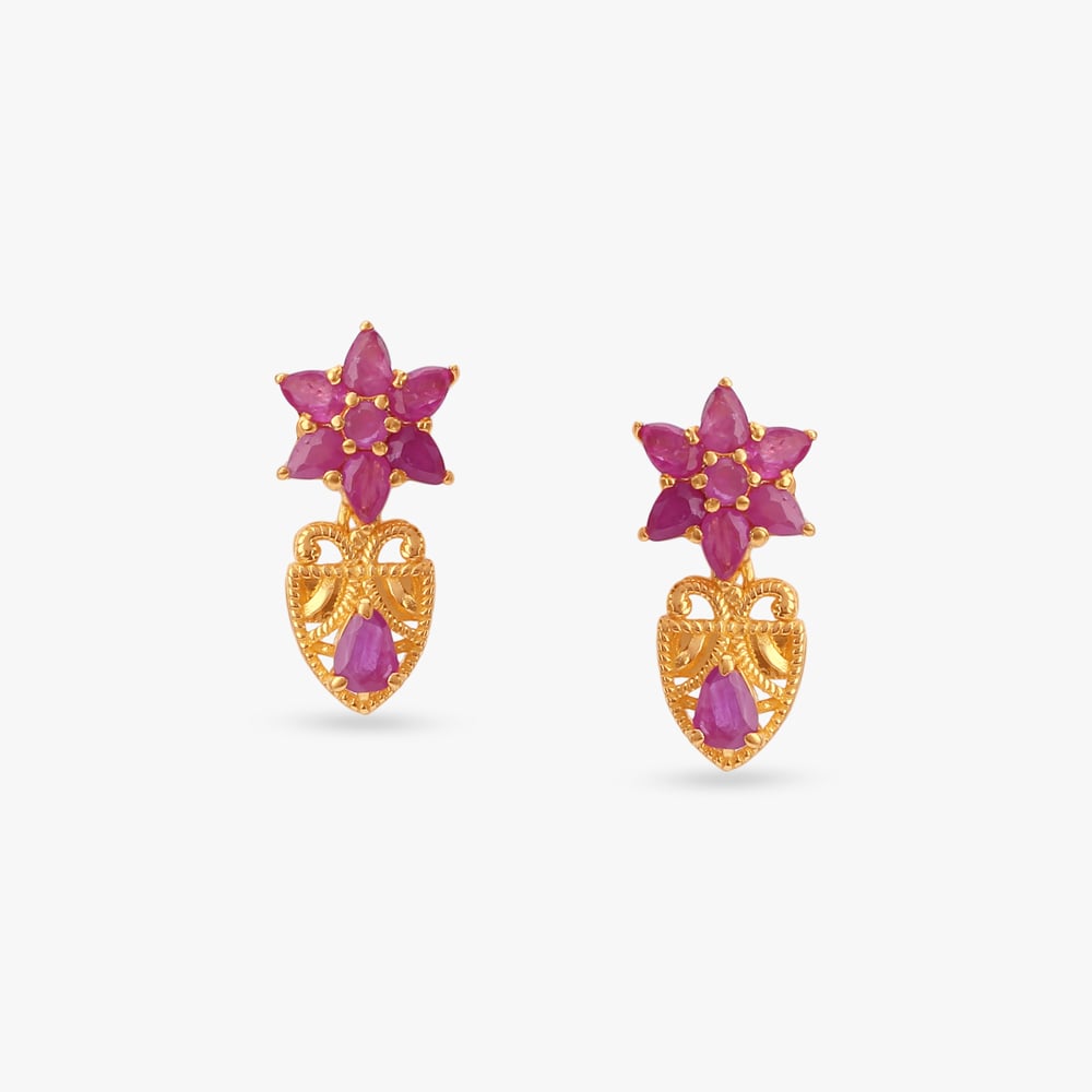 Star Charm Ruby Drop Earrings,,hi-res image number null