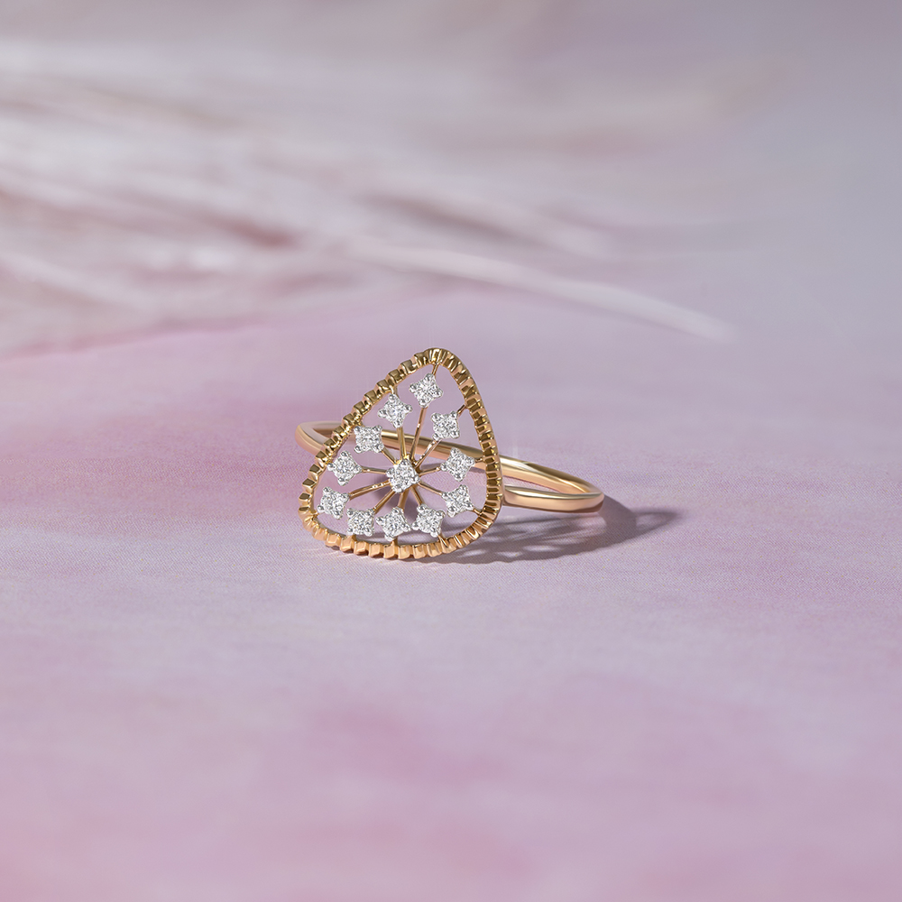 Radiant Bloom Gold & Diamond Finger Ring,,hi-res image number null