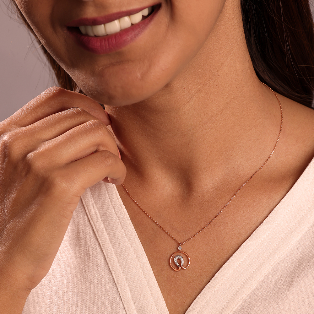 Twirl Charm 14KT Gold & Diamond Pendant with Chain,,hi-res image number null