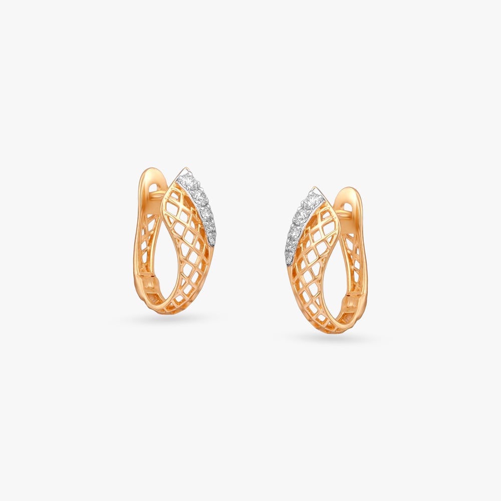 Radiant Weave Diamond Hoop Earrings,,hi-res image number null