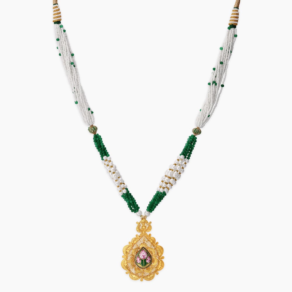 Ethereal Enamel Gold Pendant and Earrings Set,,hi-res image number null