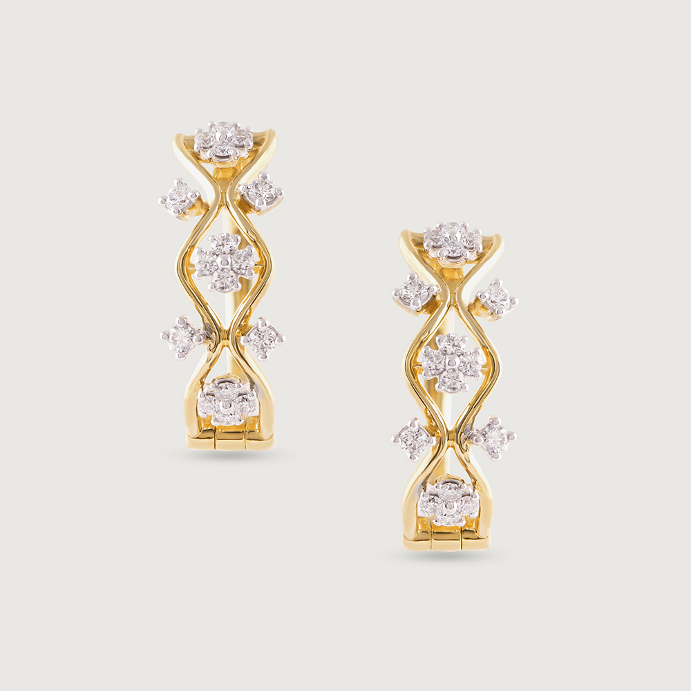 Geometric Glam Gold & Diamond Hoop Earrings,,hi-res image number null