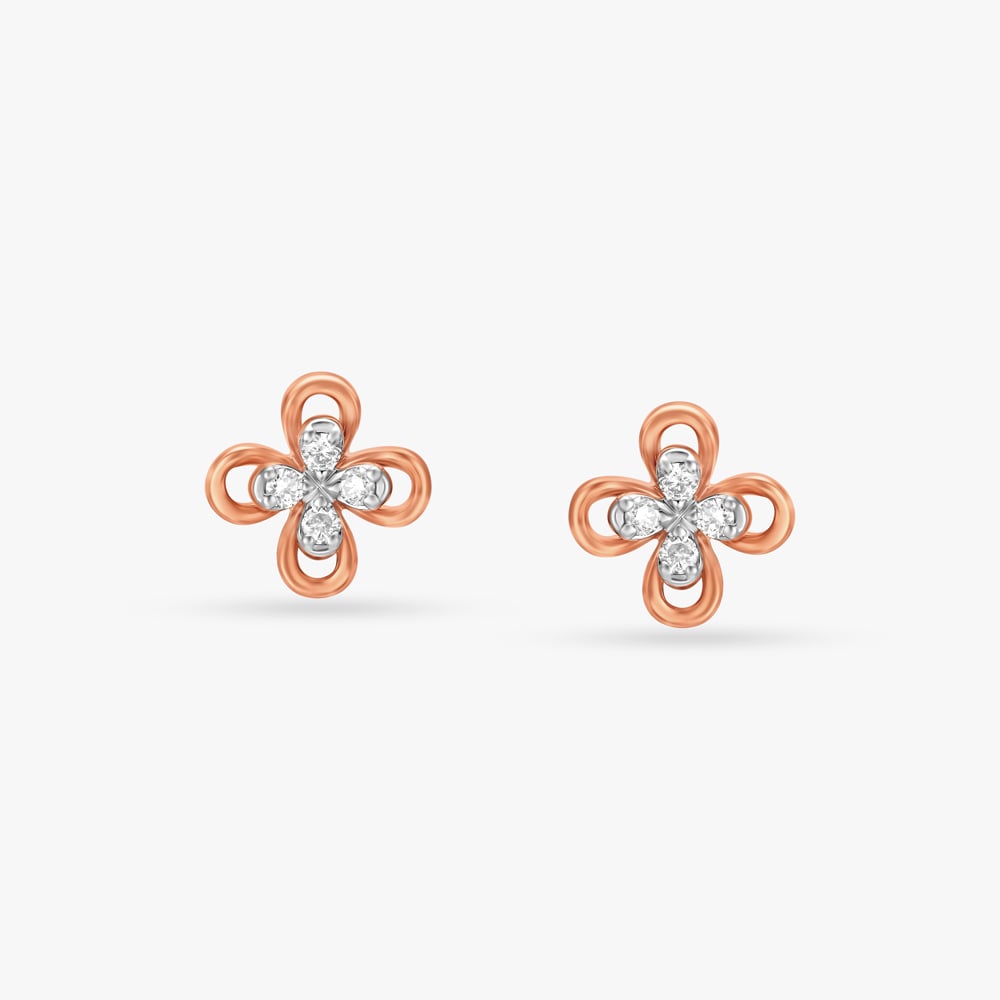 Floral Beauty Diamond Stud Earrings,,hi-res image number null